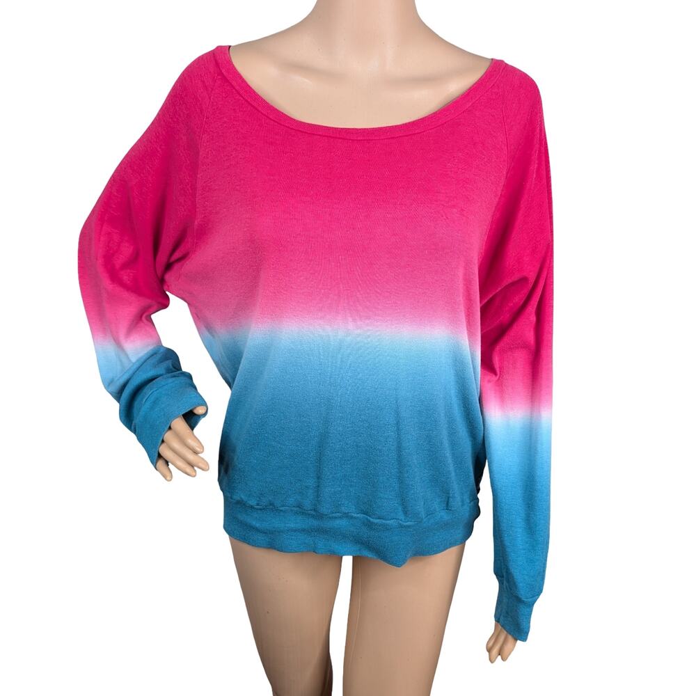 TNA Aritzia Dip Dye Top M | Pink Blue Ombre Scoop Neck Raglan Sleeve Cozy Knit